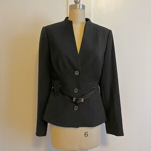 Calvin Klein Black Women's Blazer with Belted Waist
